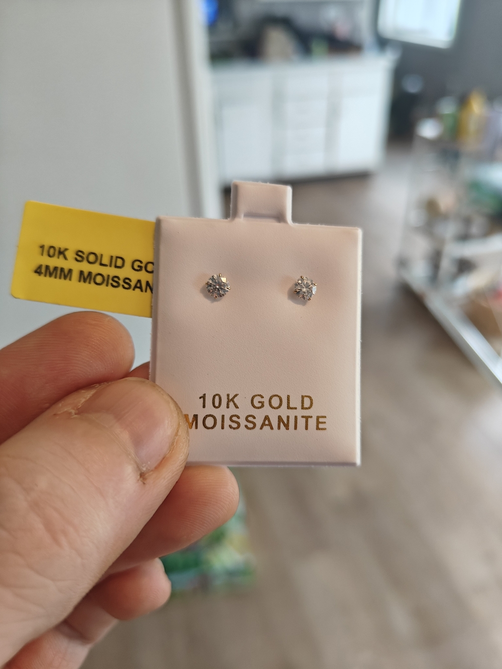 10K Gold Moissanite Stud Earrings - Authentic Moissanite 4mm